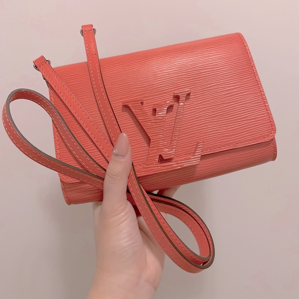 Louis Vuitton Pink Coral Louise PM Epi Leather WOC Wallet on Chain Strap Bag